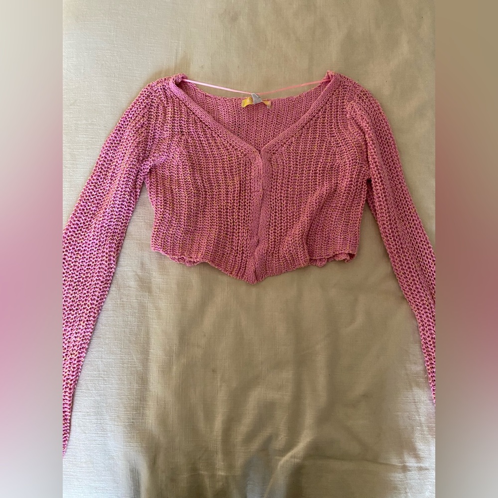 Urban Outfitters Cropped Pink Cardigan